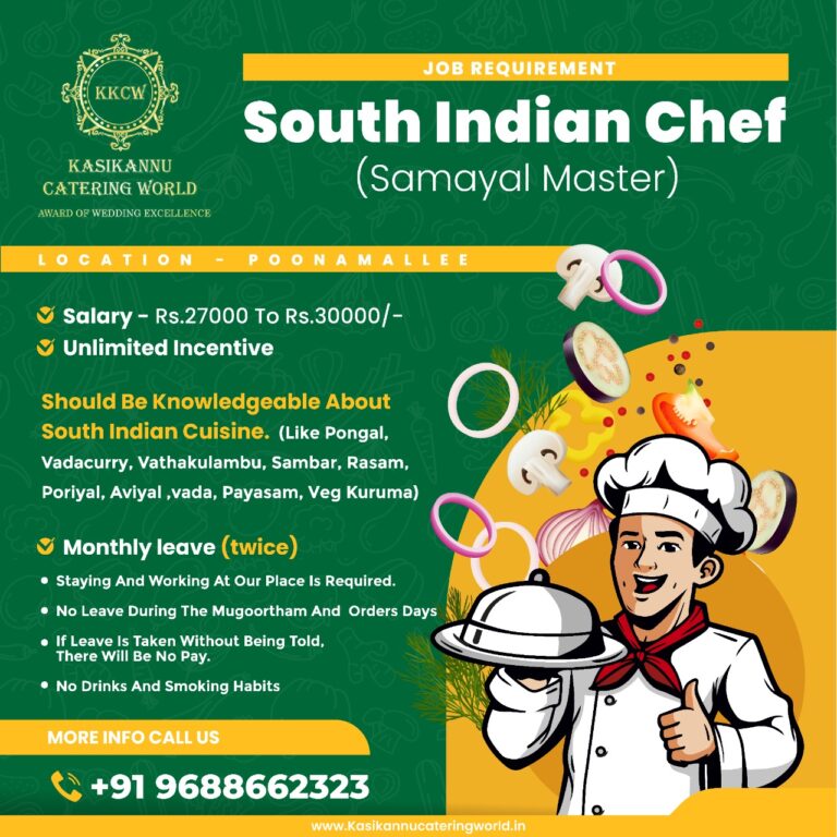 South Indian Chef Jobs in Poonamallee
